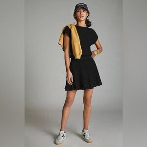 ANTHROPOLOGIE MAEVE Black Pleated RUTH Sweater Knit Babydoll Dress Sz XS